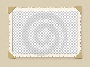 Retro photo frame. Vintage old postcard for album or picture with decoration edges vector template photo