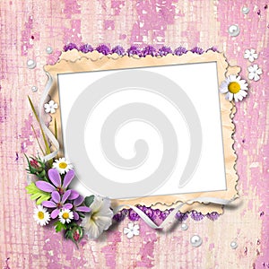 Retro photo framework with flowers