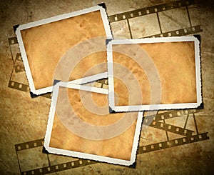 Retro photo framework, old paper, filmstrip