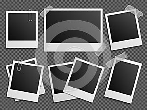 Retro photo polaroid frames vector set for family album