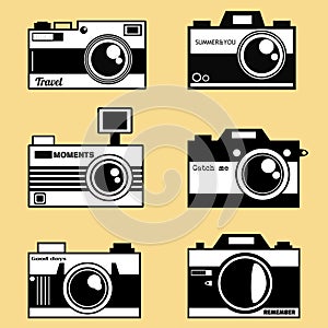 Retro photocameras vector set