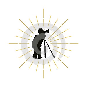 Retro photographer silhouette logo