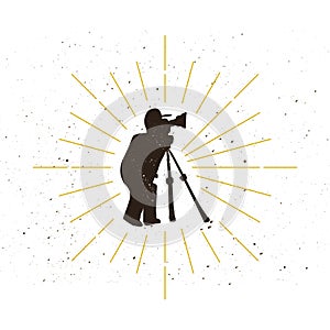 Retro photographer silhouette logo