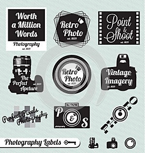 Retro Photography Labels and Stickers