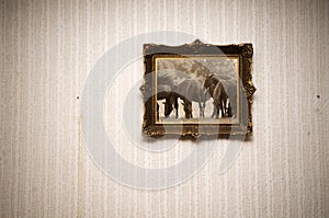 Retro picture in old frame