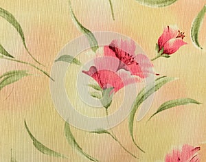 Retro Pink Floral Pattern Fabric Background