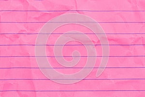 Retro pink lined school crumpled paper background