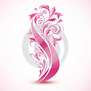 Retro pink ribbon on eggshell white