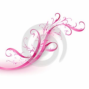 Retro Pink Ribbon on OffWhite Background