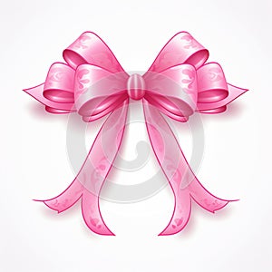 Retro Pink Ribbon on OffWhite Background