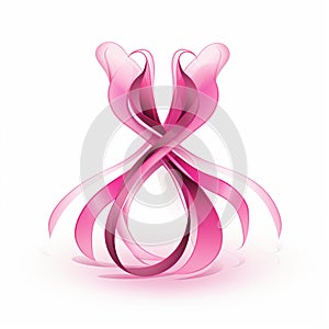 Retro Pink Ribbon on OffWhite Background