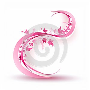 Retro Pink Ribbon on OffWhite Background