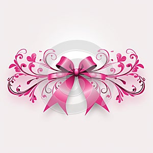 Retro Pink Ribbon on OffWhite Background