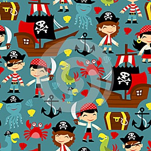 Retro Pirate Adventure Seamless Pattern Background