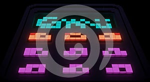 Retro Pixel Game Blocks Display