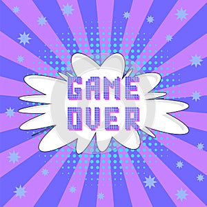 Retro Pixel Game Over Sign. Gaming Concept. Video Game Screen.