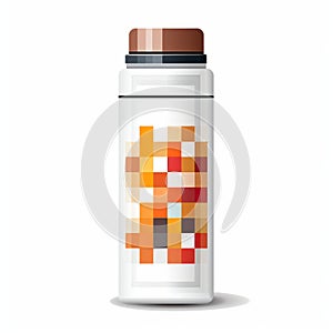 Retro Pixel Pattern Thermos Bottle With Warm Color Palette