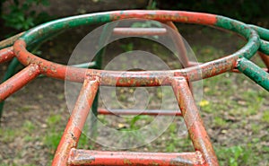 Retro playground climbing frame. Remnant of communism in 2020