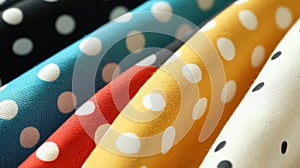 retro polka dot design, cheerful polka dots in different colors adorn the fabric, creating a fun retro look for sewing photo