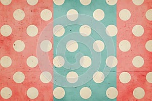 Retro polka dot pattern with pastel pink and turquoise stripes