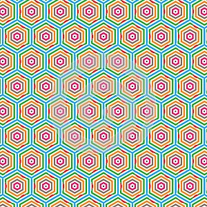 Retro Pop Art Colors Hexagonal Geometric Pattern