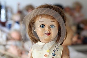 Retro porcelain doll close up