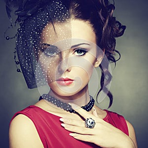 Retro portrait of a beautiful woman. Vintage style