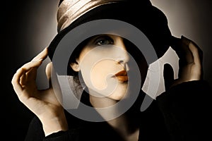 Retro portrait of woman in hat