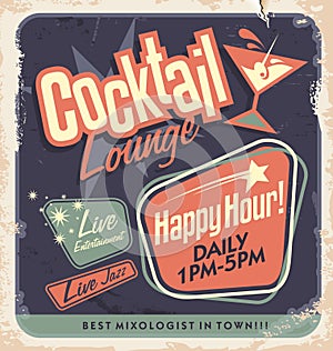 Retro poster design for cocktail lounge