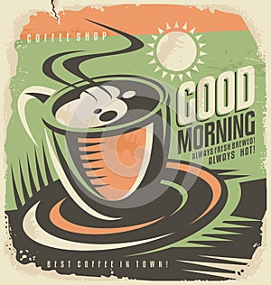 Retro poster design template for coffee shop