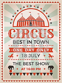 Retro poster invitation for circus or carnival show