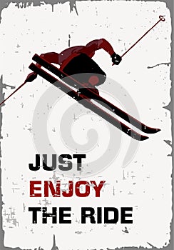 Retro poster. Skier flying