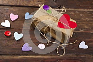 Retro present box with red heart