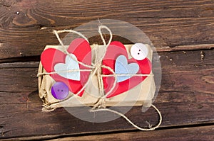 Retro present box with red heart