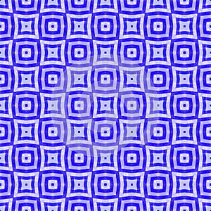 Retro psychedelic blue background repeating concentric op art shapes seamless pattern