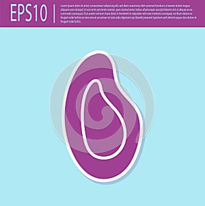 Retro purple Mussel icon isolated on turquoise background. Fresh delicious seafood. Vector.