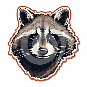Retro Raccoon Head Sticker With Detailed Illustrations