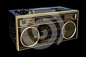 Retro radio cassette recorder ghetto blaster. Neural network AI generated