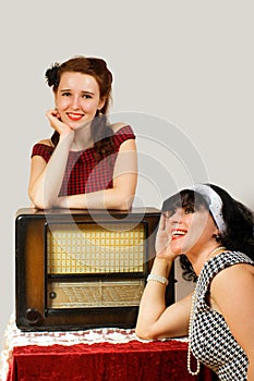 Retro radio and girl