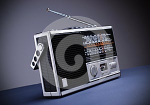 Retro radio with the gray background