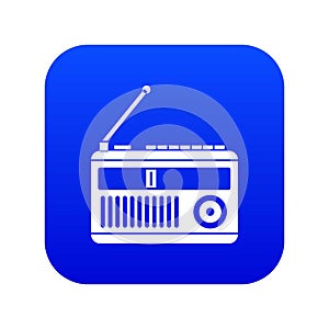 Retro radio icon digital blue