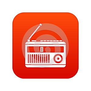 Retro radio icon digital red