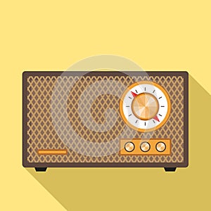 Retro radio icon, flat style