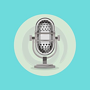 Retro radio microphone sign flat design