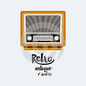 Retro radio poster isolated icon design