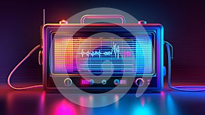 Retro Radio Revival: Neon Glow and Holographic Gradients in a Cyberpunk Style