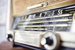 Retro radio tuner close up