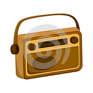 Retro radio tuner. Vector illustration of orange vintage radio tuner