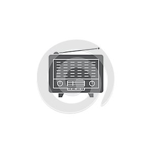 Retro radio vector icon symbol old electronic isolated on white background