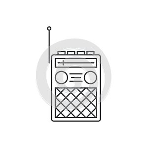 Retro radio vector icon symbol old electronic isolated on white background